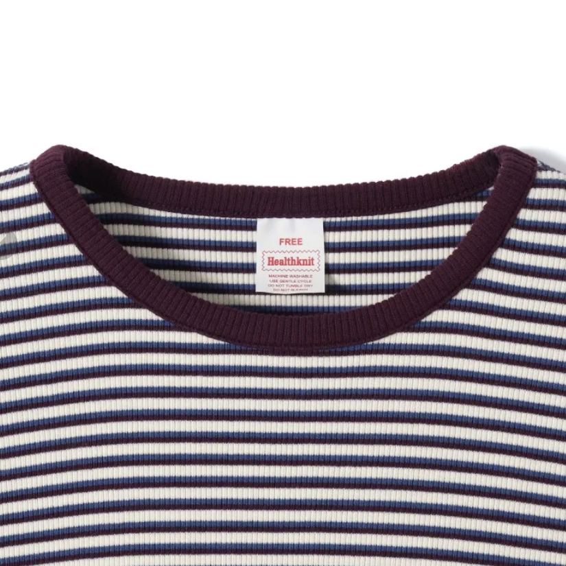Healthknit - HR25S-L210 Line Sox Border T-Shirt (BROWN)
