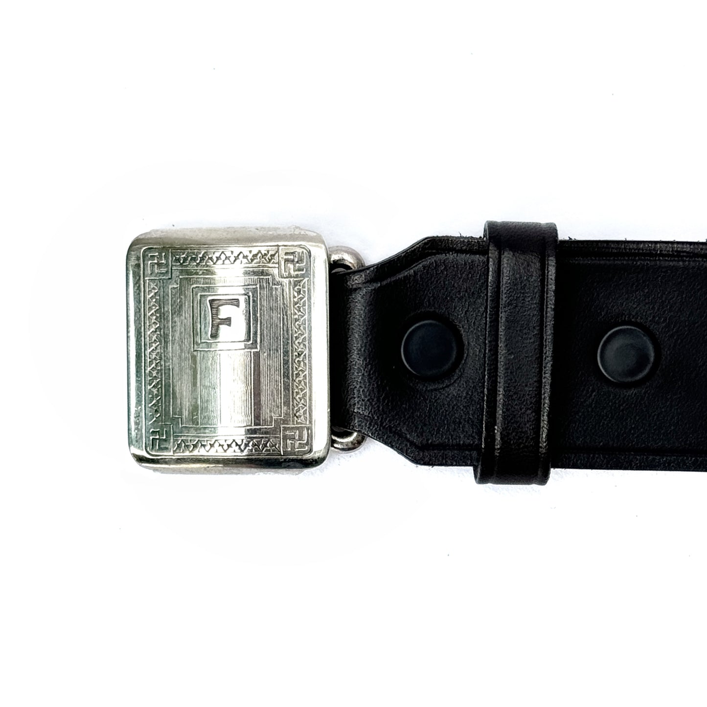 1930’s Whirling Log Buckle with BlackSun Leather Belt 35mm