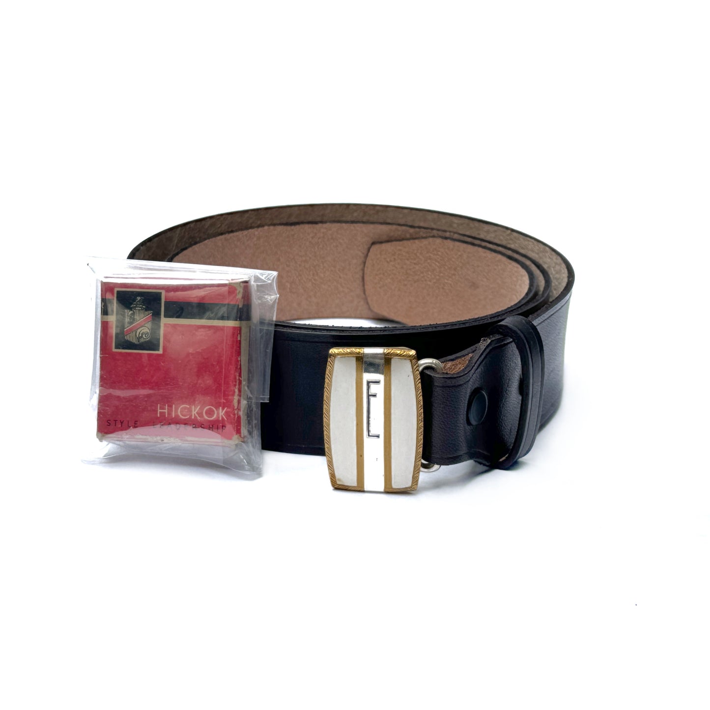 (Dead Stock) 1950s Belt Buckle with BlackSun Leather Belt 35mm