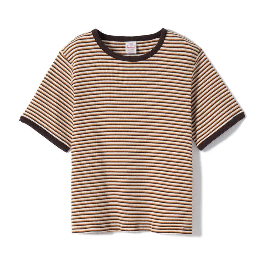 Healthknit - HR25S-L210 Line Sox Border T-Shirt (BROWN)