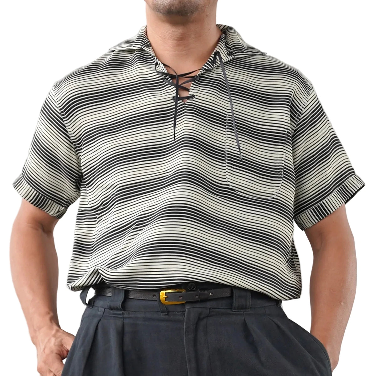 (Pre-Order) The Groovin High - 270122 Lace-Up Border Pullover Shirt (Deposit HKD100)