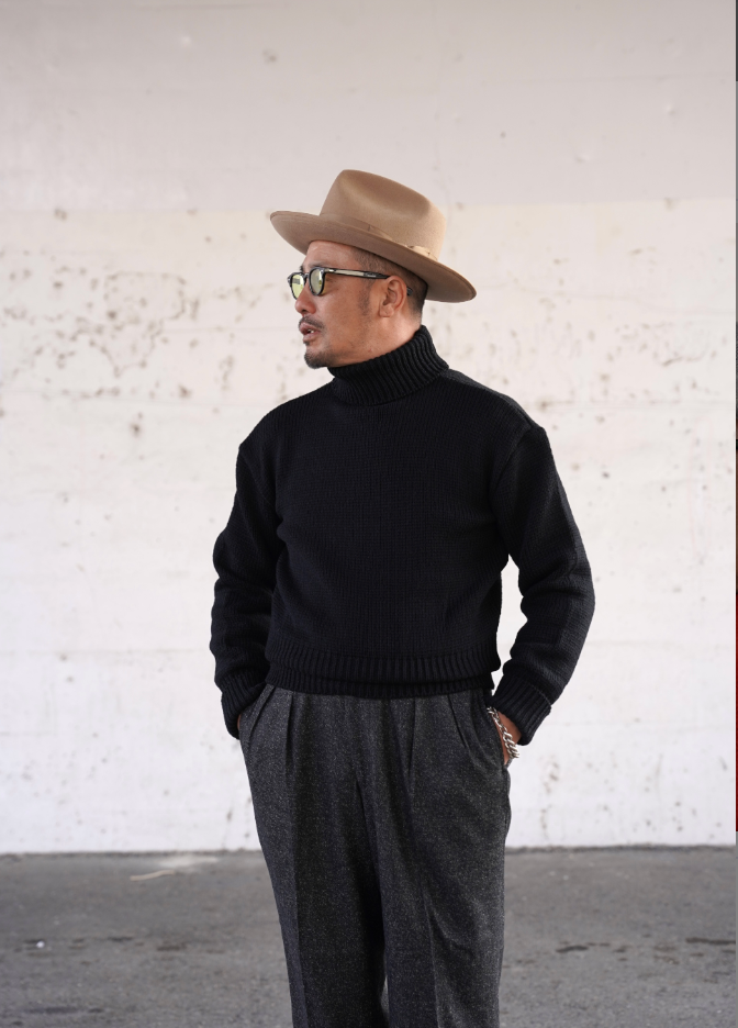 The Groovin High - Lot.240205 1940s Style Turtle-neck Knit "Black"