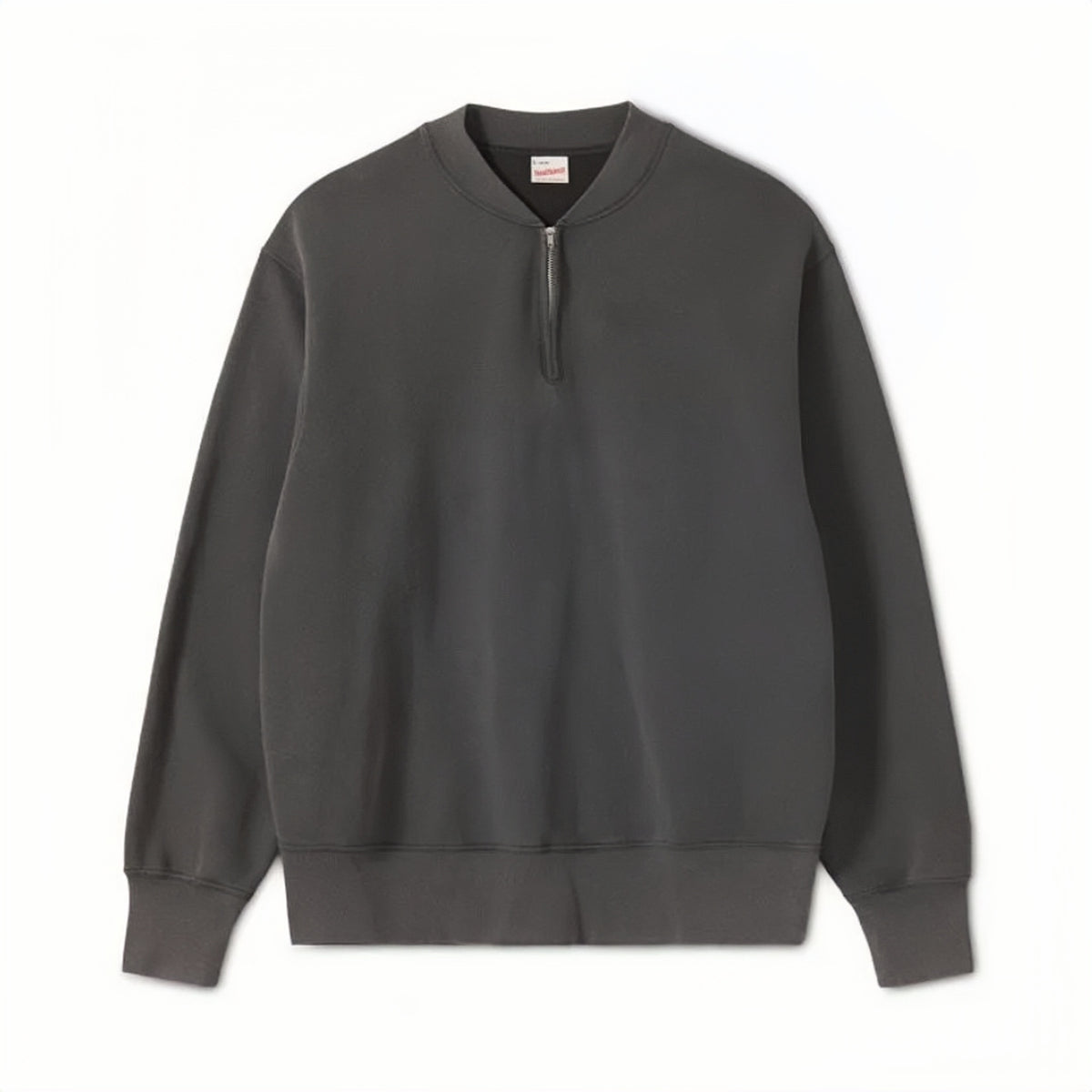 Healthknit - Half-Zip Crew Neck Classic Sweatshirt (Black Vintage Finsh)