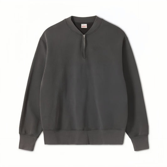 Healthknit - Half-Zip Crew Neck Classic Sweatshirt (Black Vintage Finsh)