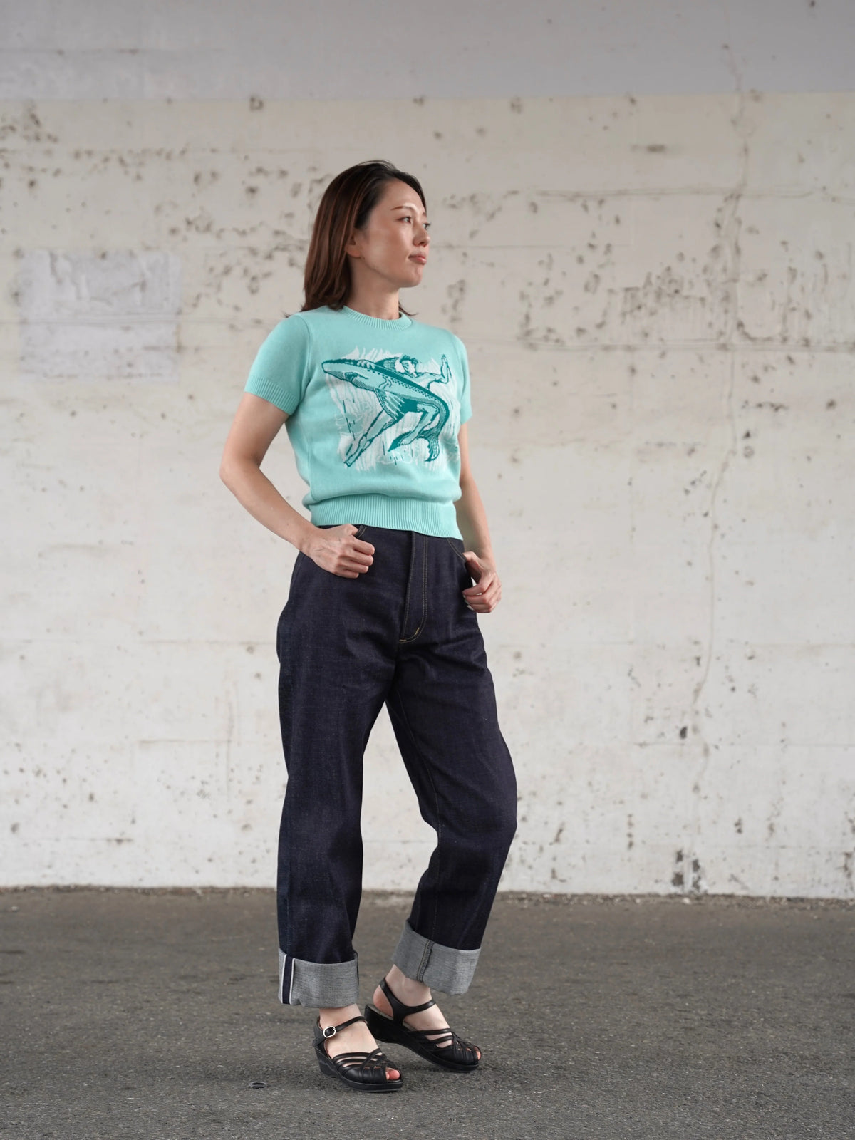 (Pre-Order) Old Devil Moon - 270602 1950s Ladies Shark Summer Knit (Deposit HKD100)