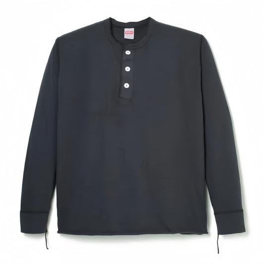 Healthknit - Long Sleeve Henley T-shirt (Charcoal)