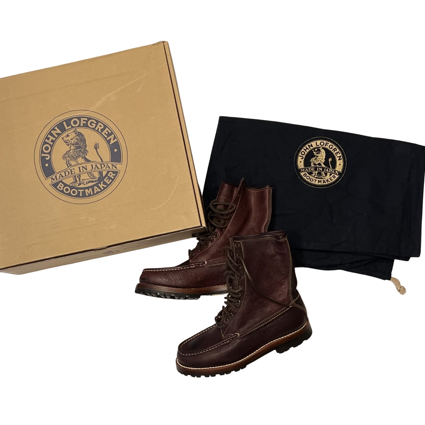 (Brand new) John Lofgren Ezo Shika Deerskin Burnt Burgundy Mohawk Moccasin Boots