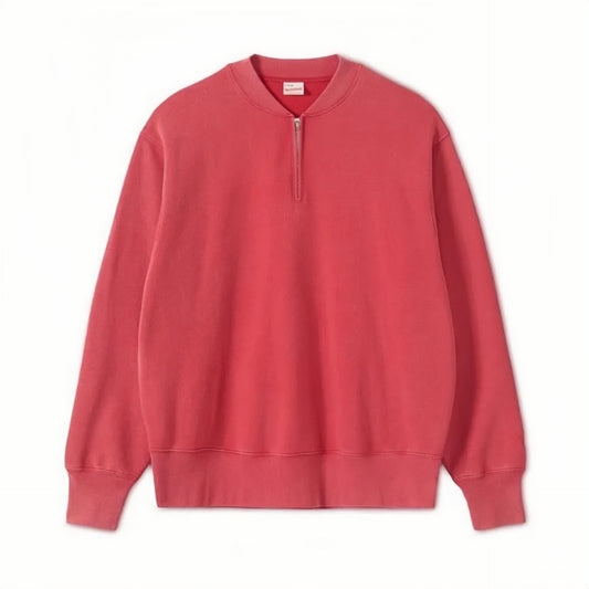 Healthknit - Half-Zip Crew Neck Classic Sweatshirt (Red Vintage Finsh)