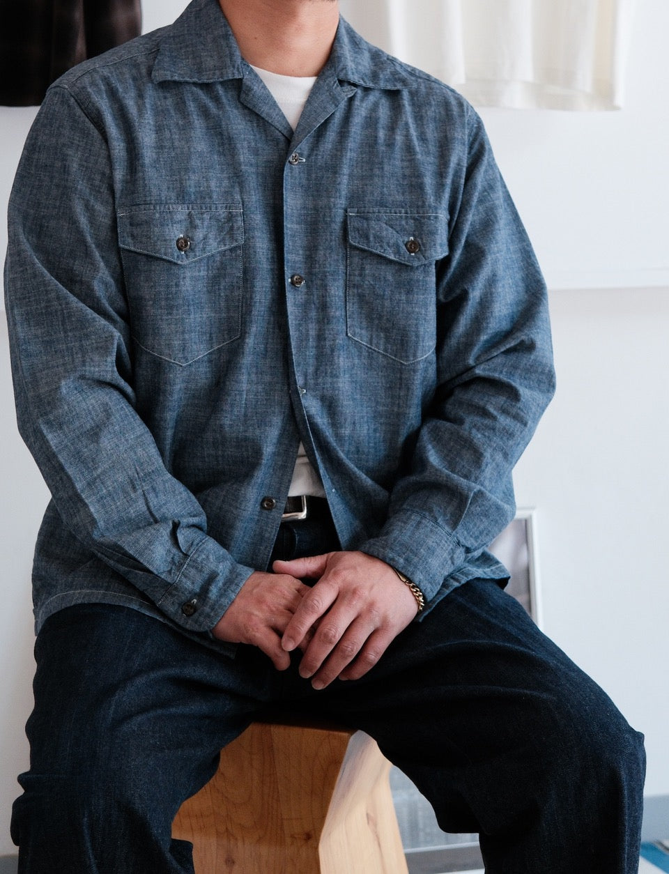 (Pre-Order) LAWFORD - Open Shirt "Stuart" Blue Chambray(Deposit HKD100)