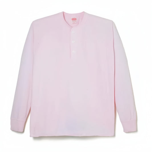 Healthknit - Long Sleeve Henley T-shirt (Pink)