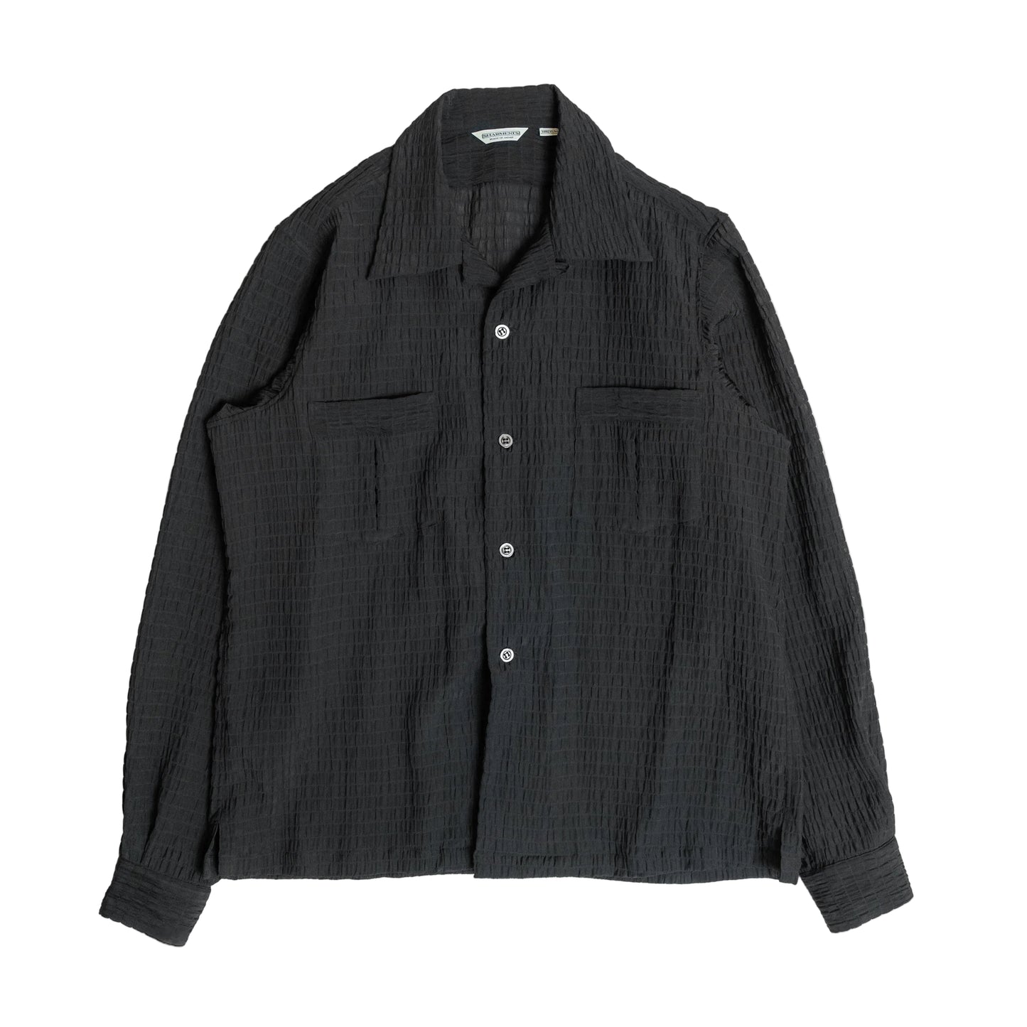 Sharments - CRASHED OPEN COLLAR SHEER SHIRT L/S BLACK