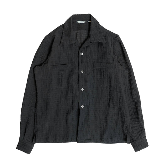 Sharments - CRASHED OPEN COLLAR SHEER SHIRT L/S BLACK